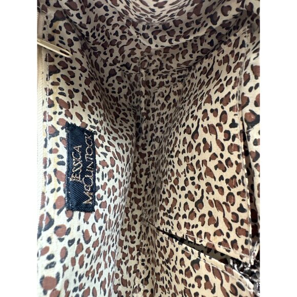 Jessica McClintock Snake Skin Shoulder Bag Double Chain Strap Leopard Interior - Picture 6 of 7